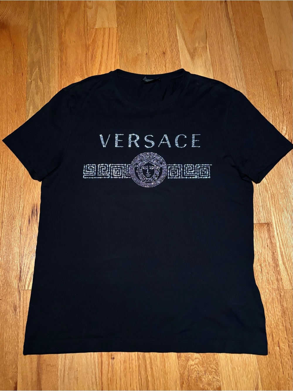 Versace Rhinestone Embossed Logo Tshirt